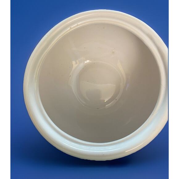 Vintage Oriental Seashell Motif White Ceramic Covered Jar 6.5" tall - Picture 4 of 9